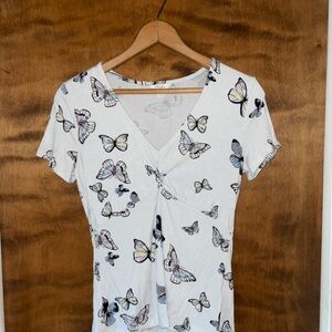Candie's Butterfly Print V-Neck Camisole - White and Black